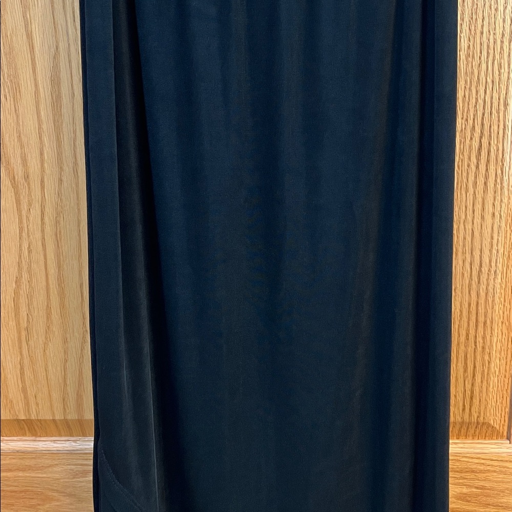 Like NEW Chico's Travelers Full Length, Long Straight Black Skirt w/ Hem Detail - Picture 8 of 9
